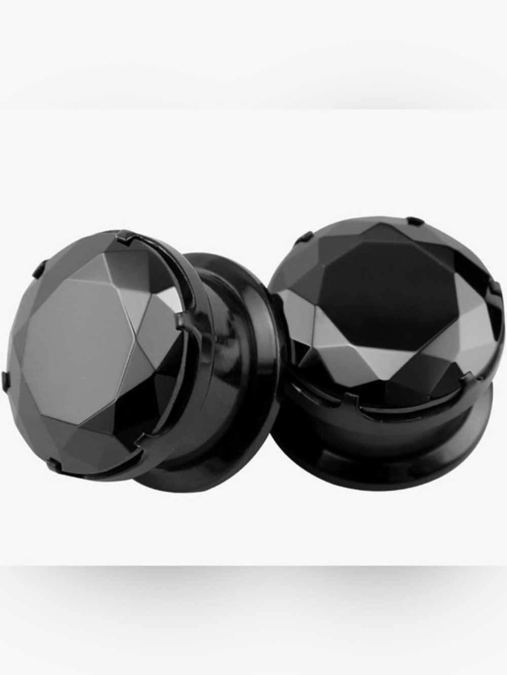New 5pc Gauges Ears Color-Zircon Black Stainless Steel Ear Plugs